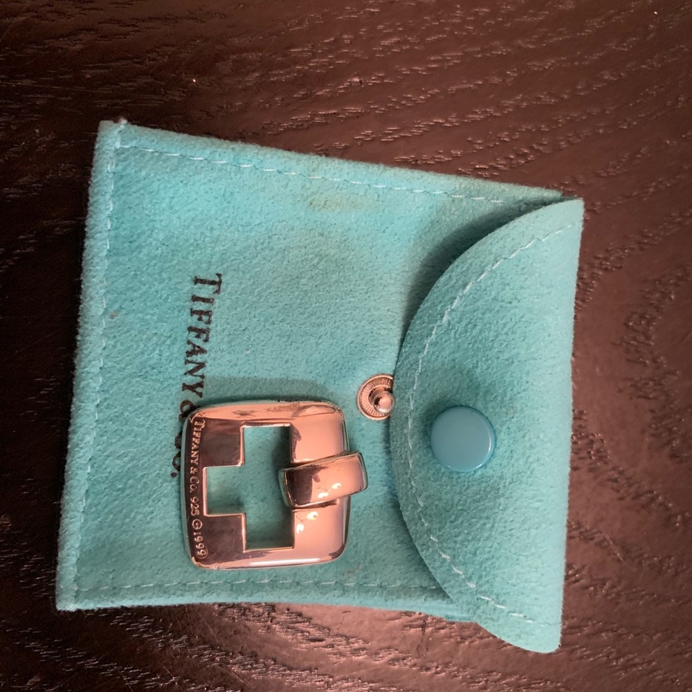 Sterling silver cross pendant with silk cord